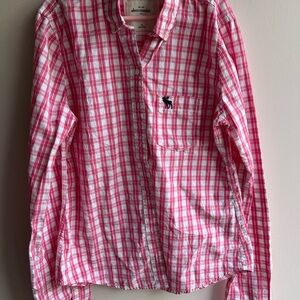 Abercrombie & Fitch Pink and White Plaid Button Down Shirt